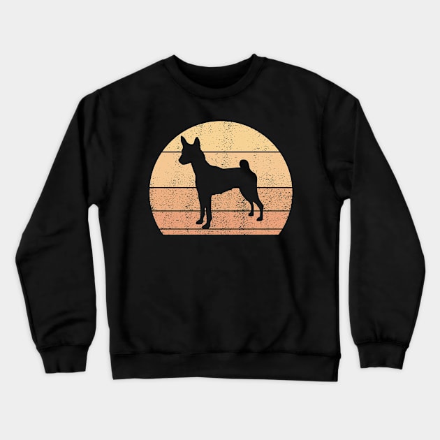 Retro Sunset Basenji Dog Crewneck Sweatshirt by Shirtjaeger